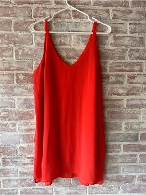 Fashion Union Bright Orange V-Neck Slip Dress